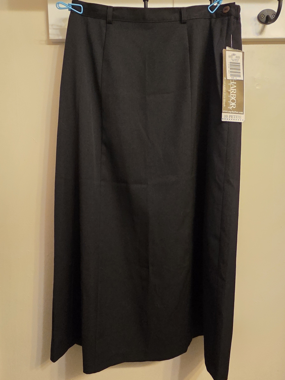90s Style Black Midi Skirt 10P NWT Corporate Goth Minimalist Office Wear Stretch